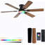 Ventilateurs de plafond 56 po avec lumières RVB - App et télécommande, moteur CC réversible silencieux, pales encastrées à double face, gradateur 3CCT à profil bas, ventilateur de plafond intelligent à profil bas pour chambre d'enfant-1394732563-1394732561