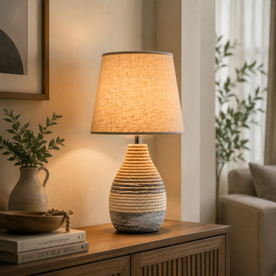 13” (H)Small Ceramic Cordless Table Lamp with Timer, Dimmer, Linen Shade, Remote Control, Rechargeable Battery Light for Patio Nightstand Kitchen Counter Living Room Side Table, Bulb Included