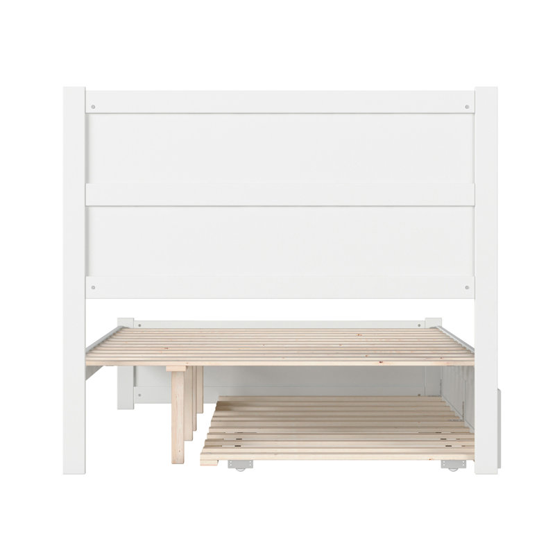 Ivor Solid Wood Trundle Bed, White, Full