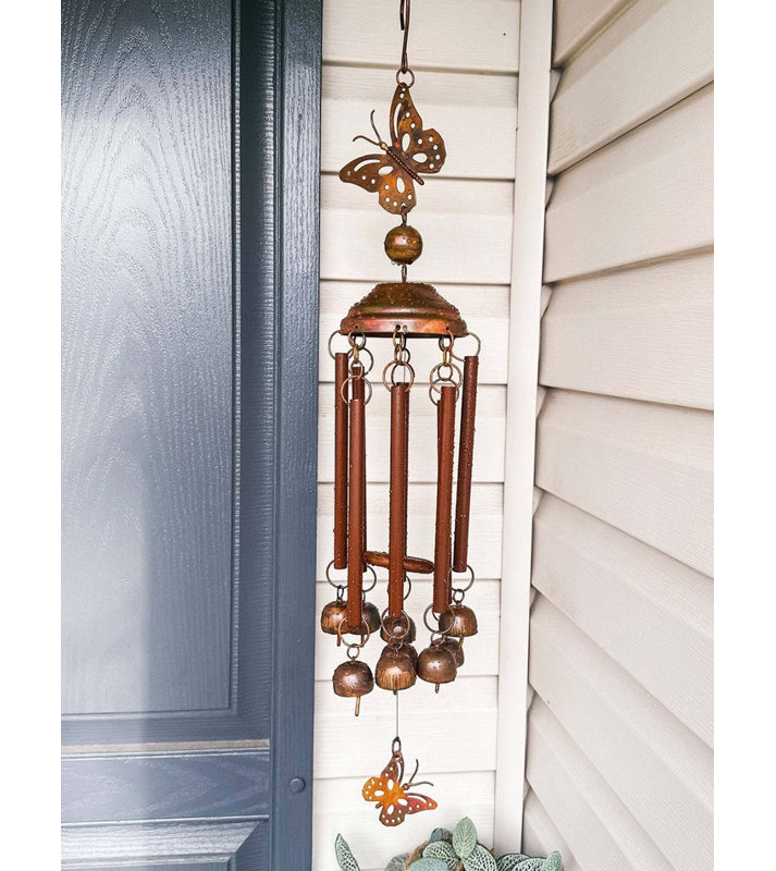 Flamed Butterfly Pipes W/Bells Wind Chime