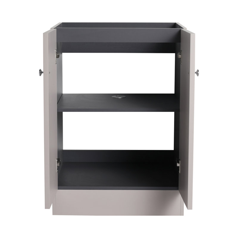 Meuble-lavabo autoportant de 24 po et 2 portes d'armoire à fermeture en douceur - sans le lavabo, Kaki