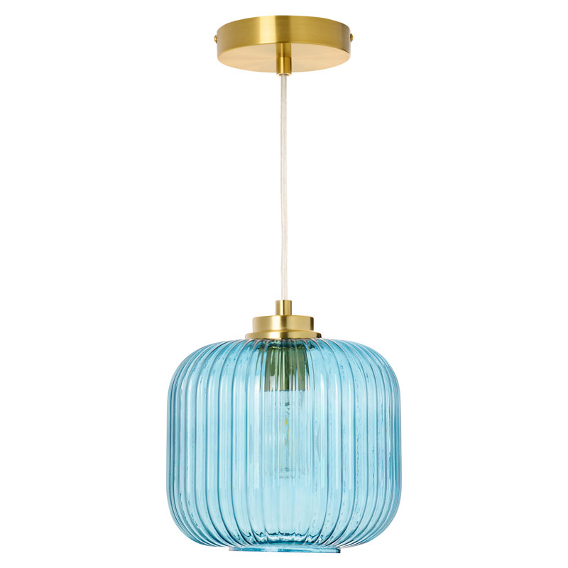 7.25"H Nellie Retro Globe Shade Pendant Light, Blue