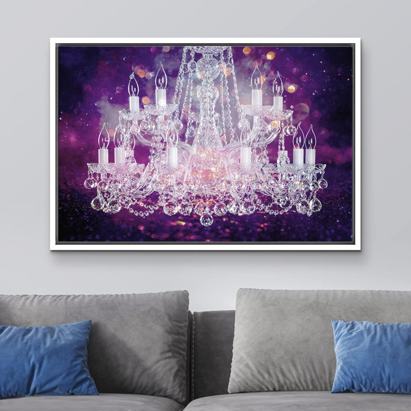 Lustre en cristal mauve scintillant mauve, lumières de style, contemporain, relax, calme, art mural sur toile