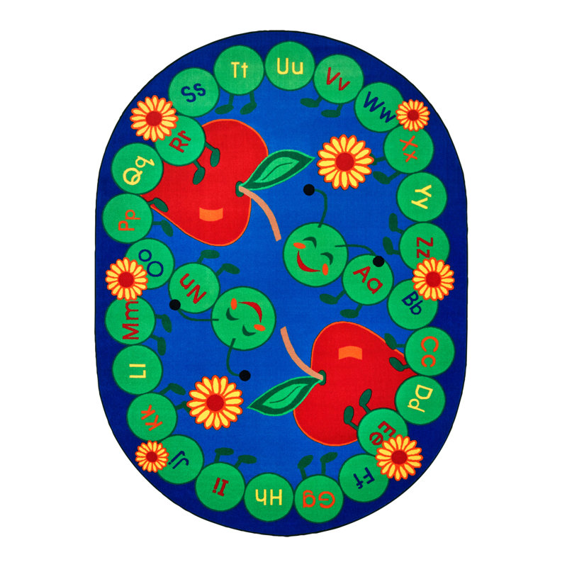 Tapis bleu / rouge ABC, Ovale 8 pi 3 po x 11 pi 8 po