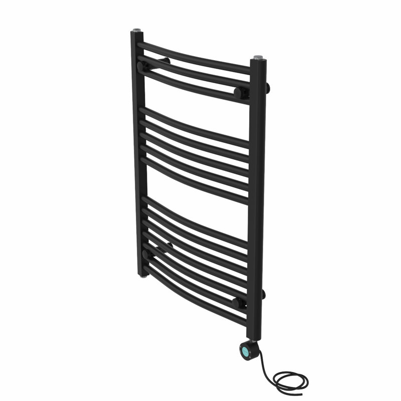 Angelinna Curved Towel Rail Heated Towel Rails, 80cm H x 60cm W x 5.6cm D, Black