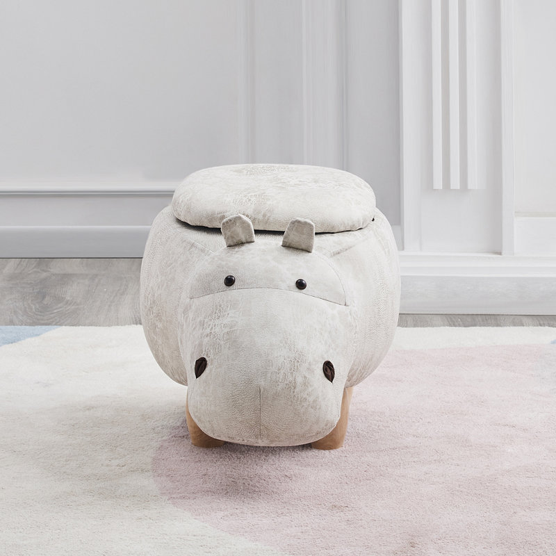 Broadbent 62cm Wide Faux Leather Novelty Solid Colour Ottoman with Storage, Grey