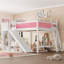 Lit mezzanine en bois avec tablettes, garde-robe et glissade amovible-125006288-125006289