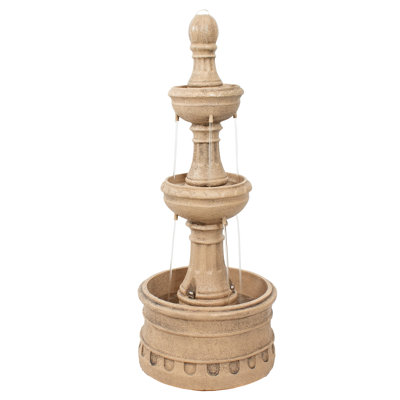 Cyprus Traditional Polyresin 3-Tier Outdoor Water Fountain - Gray