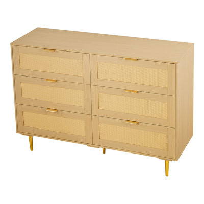 Commode 6 tiroirs en rotin