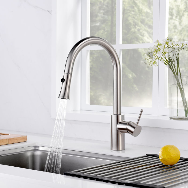 Pull Down Single Handle Kitchen Faucet, Brushed Nickel