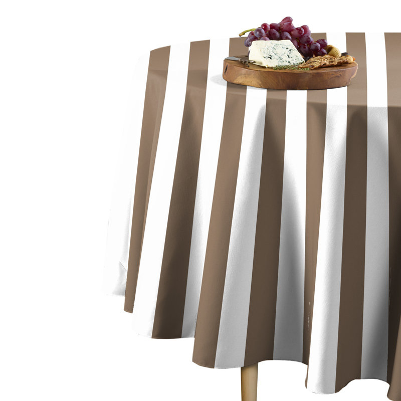 Arrol Khaki Cabana Stripe Round Tablecloth, 60" x 60"