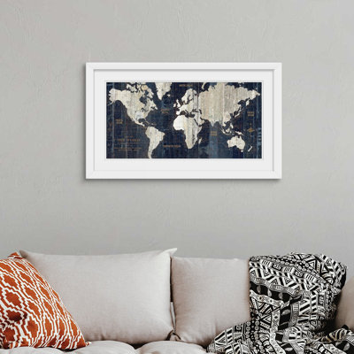 Old World Map Blue - Graphic Art Print