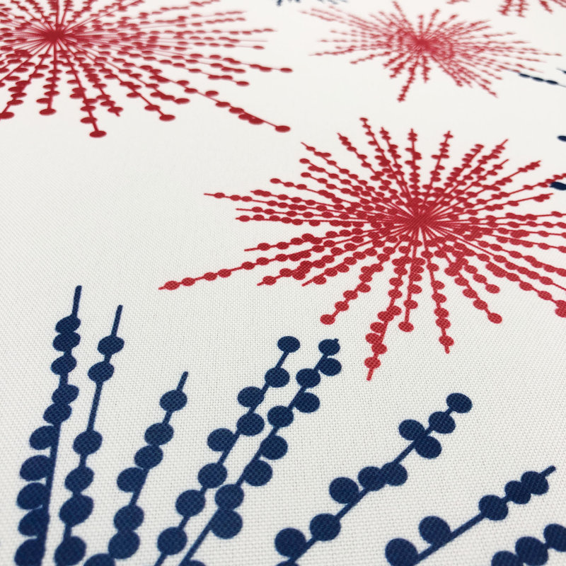 Peaslee Celebration Fireworks Easy-Care Fabric Tablecloth (70" Round), White