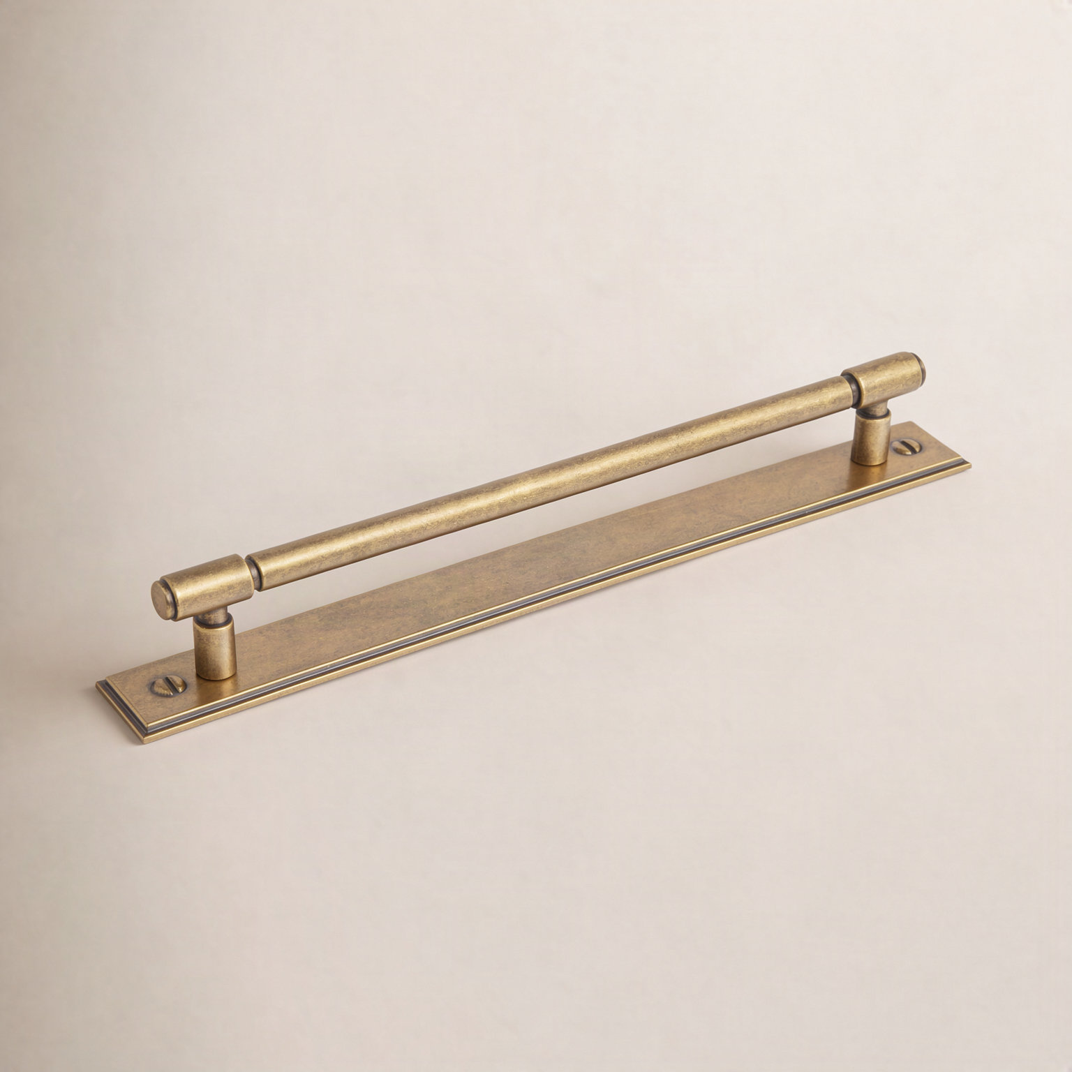 Bar Cabinet Pull with Backplate, 7 5/8", Antique Brass