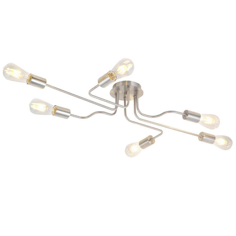 Plafonnier semi-encastré 6 lumières 35,8 po, Nickel brossé
