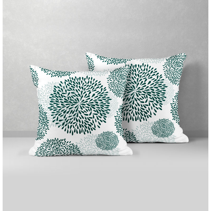 Floral Outdoor Reversible Throw Pillow, 15W" x 15H", Green