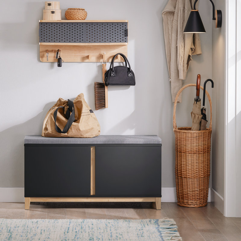 8 Pair Shoe Storage Bench, Black