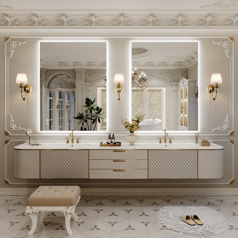 Miroir de salle de bain à DEL rétroéclairé sans cadre certifié Lunara UL, 48 po x 36 po