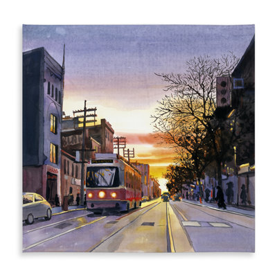 Sunset Streetscape Toronto Tablecloth - Indoor/Outdoor Decor