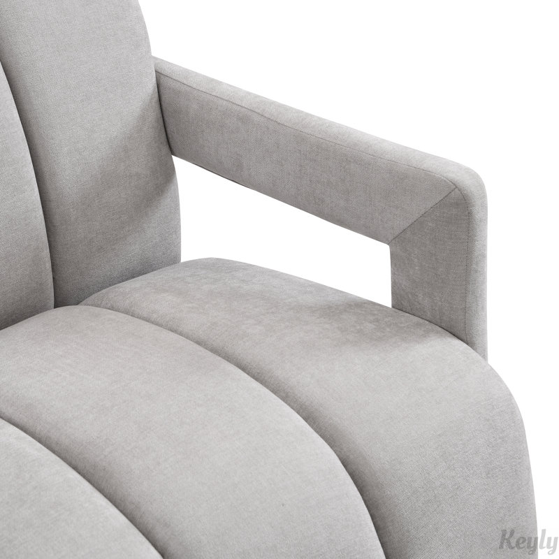 Fauteuil de 26,3 po avec accoudoirs en forme de L pour le salon, Polyester gris