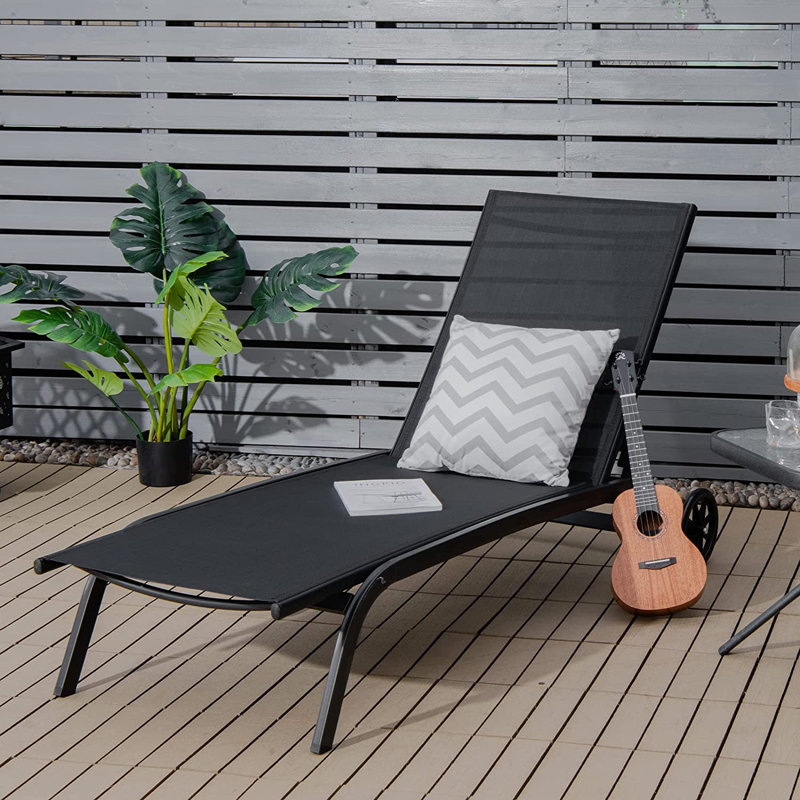 Jacquelynn 190.5cm Long Reclining Single Chaise, Black