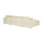 Canapé d'angle crème 3 pièces en velours côtelé avec méridienne double pour 4 personnes, accoudoirs carrés, design bas et housses amovibles faciles d'entretien. 4 options d'assise confortables. Coussins inclus.