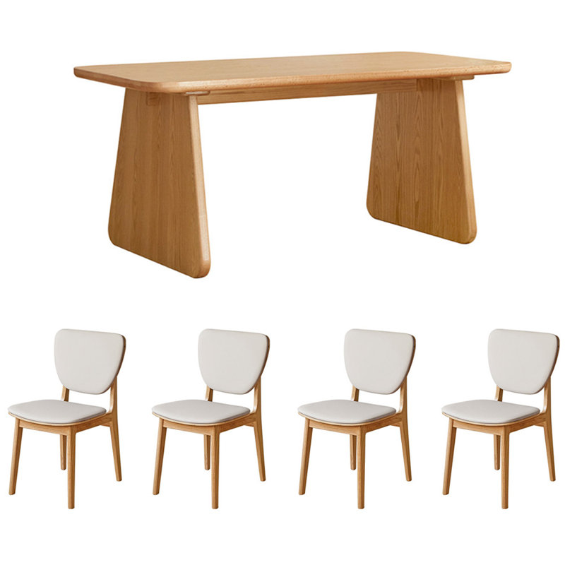 Solid wood oak dining table set, 29.53"H x 78.74"L x 35.43"W