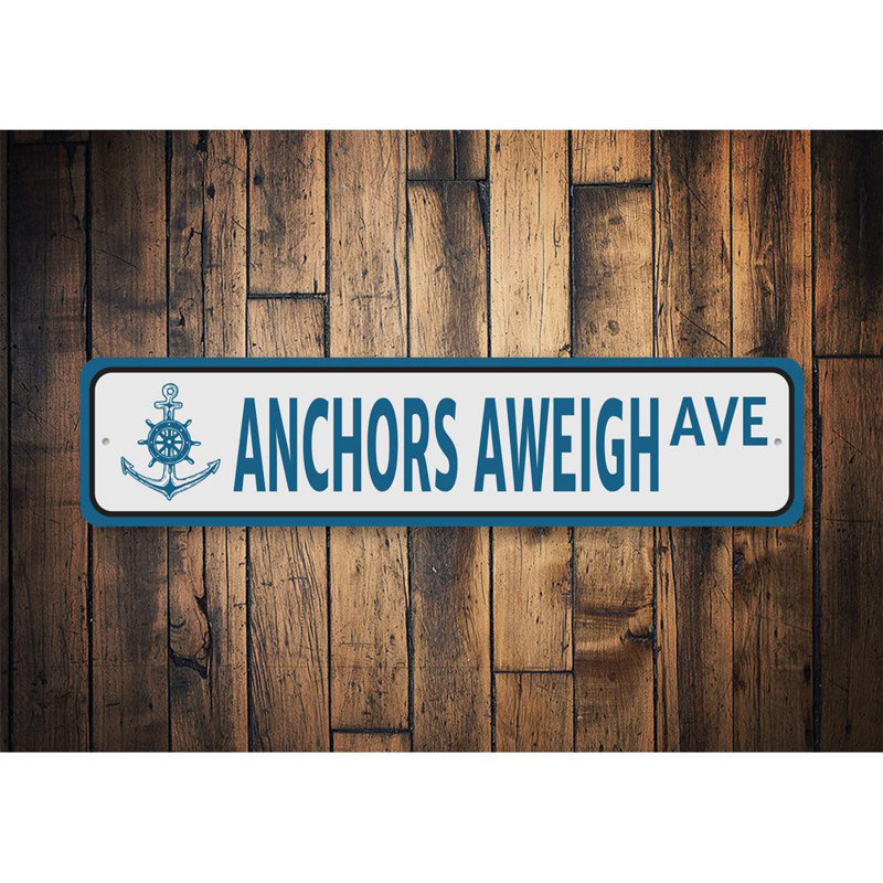 Plaque en aluminium «Anchors A pesez», H 4 po x l 18 po x P 0,04 po