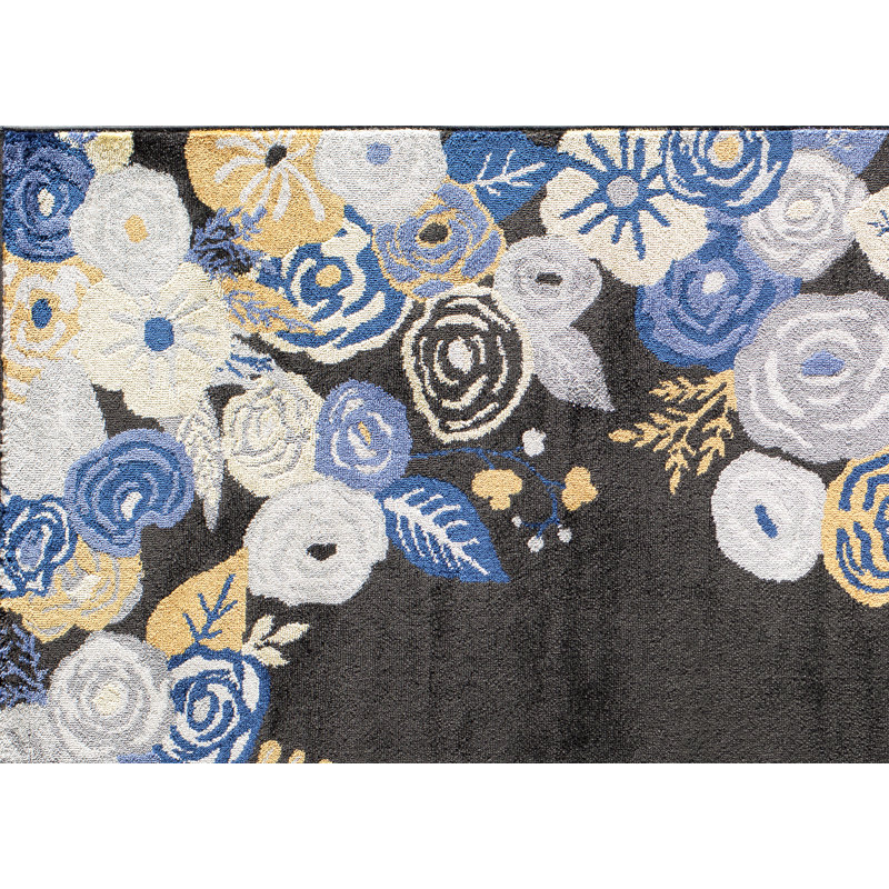 Tapis floral onyx doré Valentina, Rectangle 9 pi x 12 pi