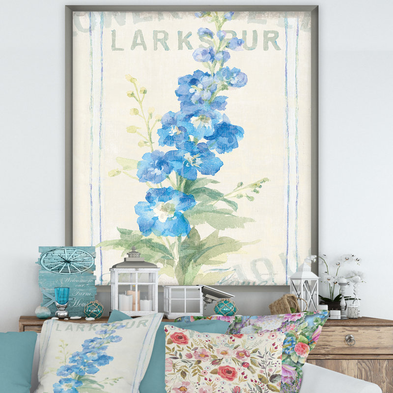 Floursack Florals VII - reproduction d'art sur toile, H 46 po x l 36 po x P 1,5 po, Cadre argenté