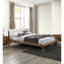 Noyer / beige couleur très grand lit 1 pièce en tissu tête de lit à oreilles avec cadre de lit plateforme prêt pour le matelas style Mid-Century moderne-97081995