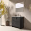 Meuble-lavabo simple 36 po avec plateau en résine blanc brillant, 3 tiroirs, 2 portes Modern pour petite salle de bain