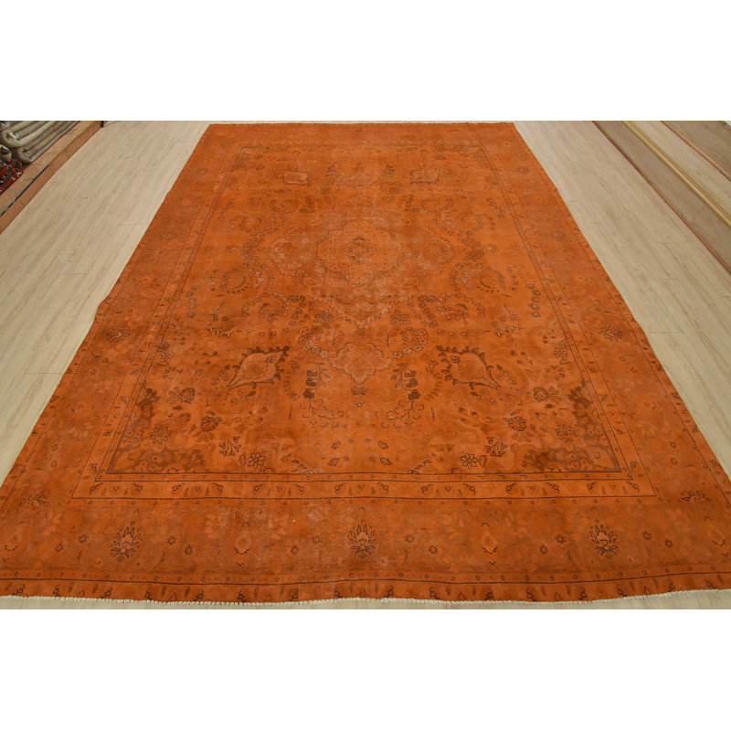 Tapis oriental rétro en laine noué à la main 9 pi 6 po x 12 pi 1 po Vintage