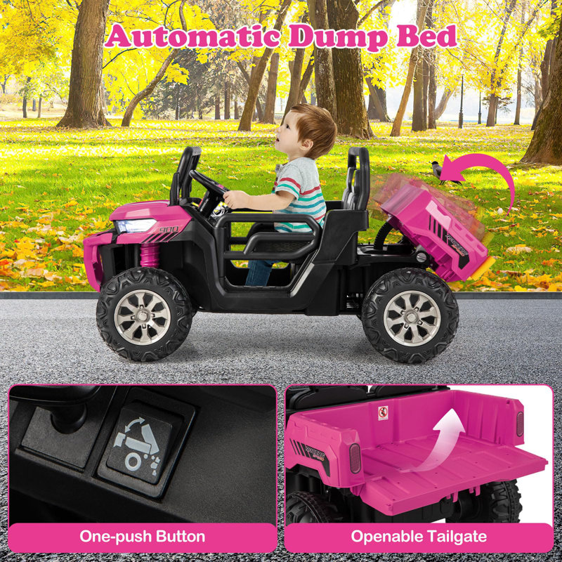 Homdox 24V 2 Seater All-Terrain Vehicles Battery Powered Ride on Toy with Remote Control, Pink
