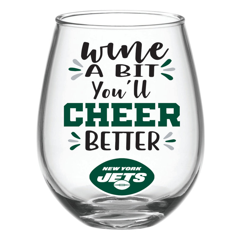 NFL 17 oz. Verre à vin sans pied avec boîte-cadeau assortie, New York Jets