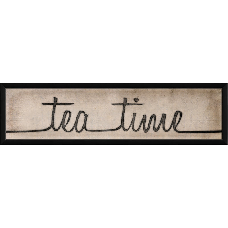 Contemporary Wooden Framed Tea Time Script Sign