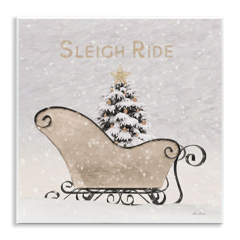 Sleigh Ride Winter Scene Beige and Black MDF Wall Art