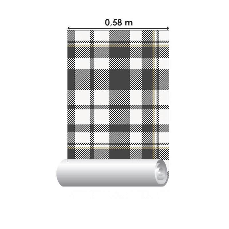 Black And White Plaid Peel & Stick Wallpaper N06230