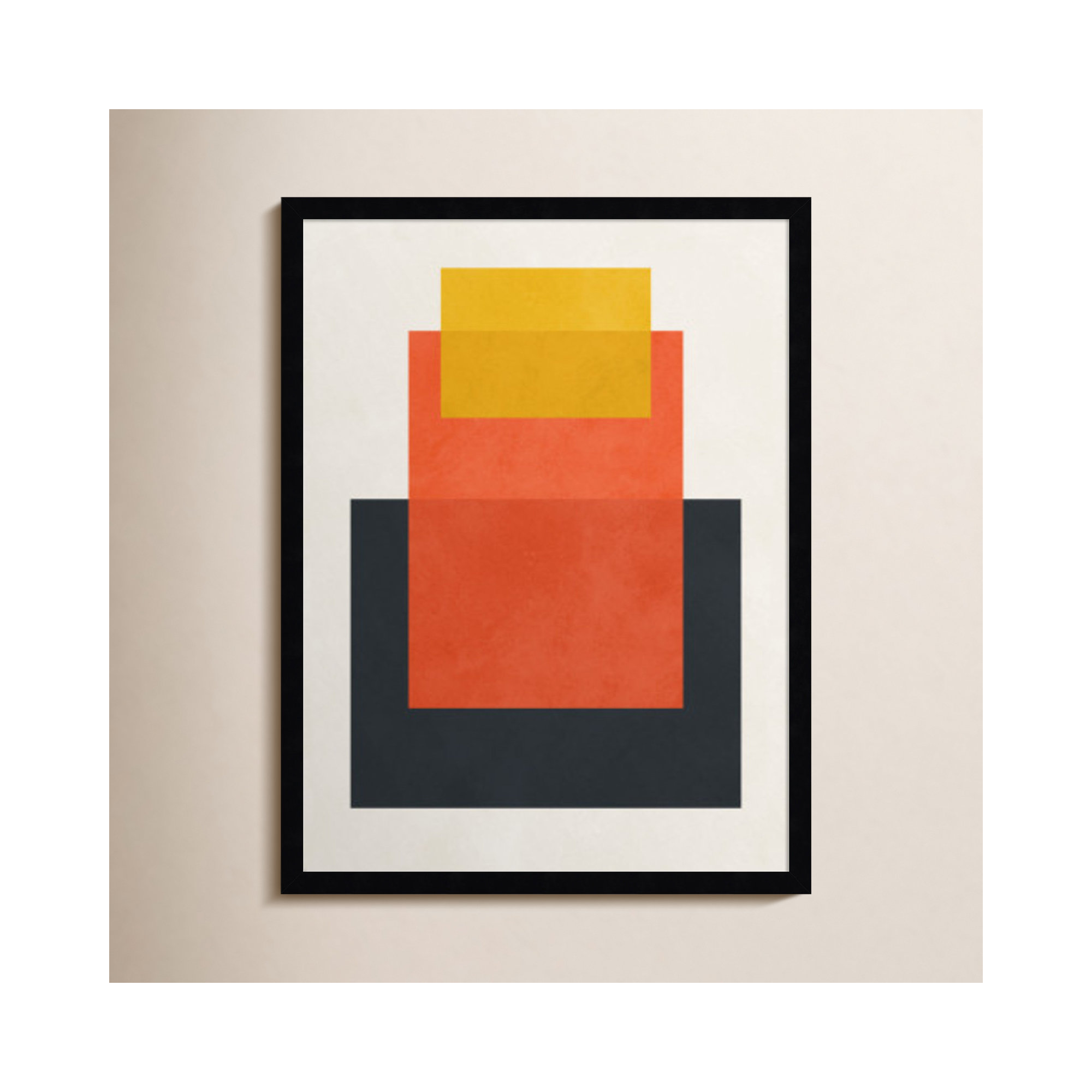 Overlapping geometry 10 by Norvin Wood Framed Wall Art Print, 25" H x 19" W, Brown/Orange, Black