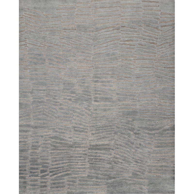 Classics Hand-Knotted Wool Gray/Green Area Rug, Rectangle 10' x 14'