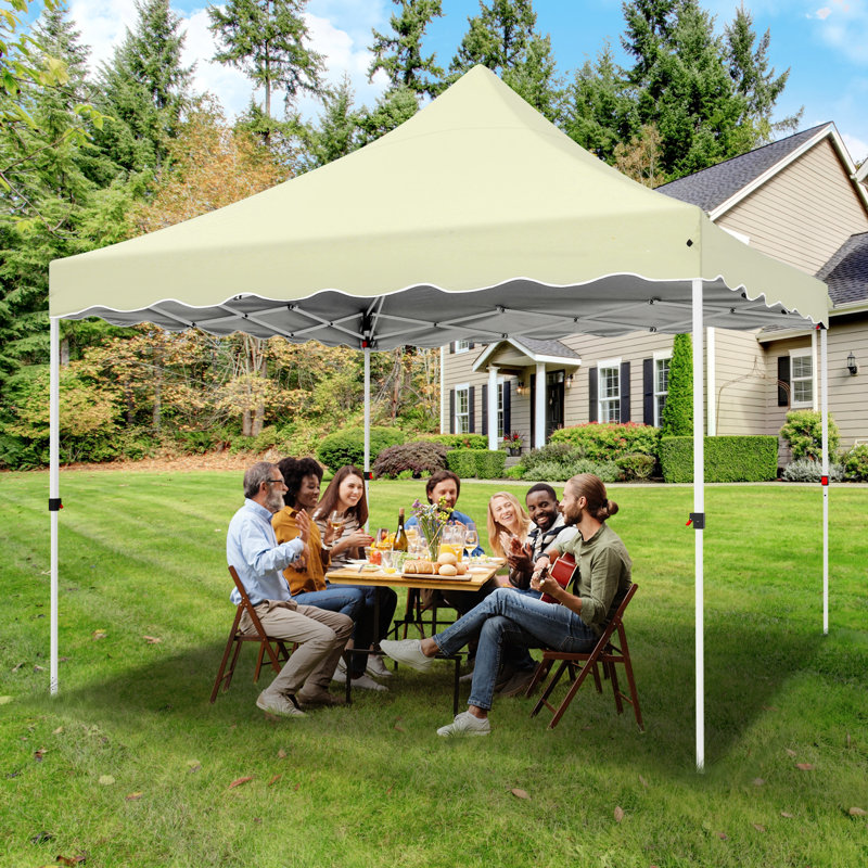 10'x10' Pop Up Canopy Wavy edge tent with One Person Set Up Center Lock and Storage bag, Khaki