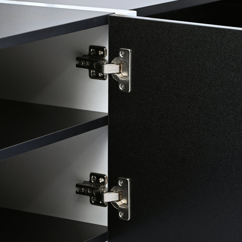 & Contemporary Rectangle Design TV Stand, Unique Style TV Console Table For Tvs Up To 80'', Modern TV Cabinet With High Gloss UV Surface For Living Room.