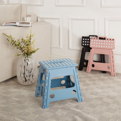 32 cm Folding Step Stool, Non-Slip Surface Portabl Foldable Stool With Carry Handle, Heavy Duty To Support For Living Room, Kitchen, Bathroom