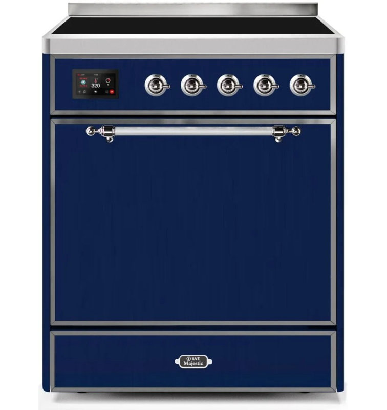 ILVE Majestic II 30 in Induction Range, Midnight Blue/Chrome