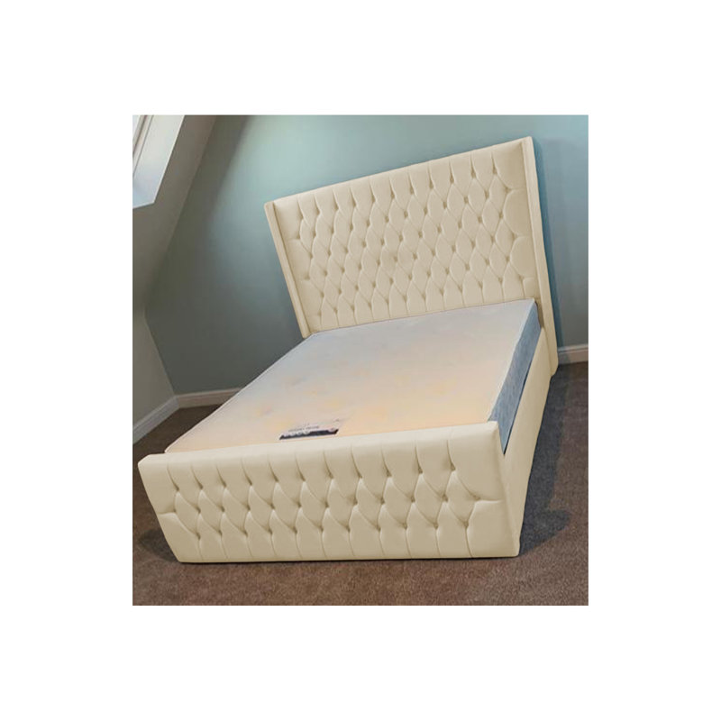Dothan Upholstered Bed, Single (3'), Cream