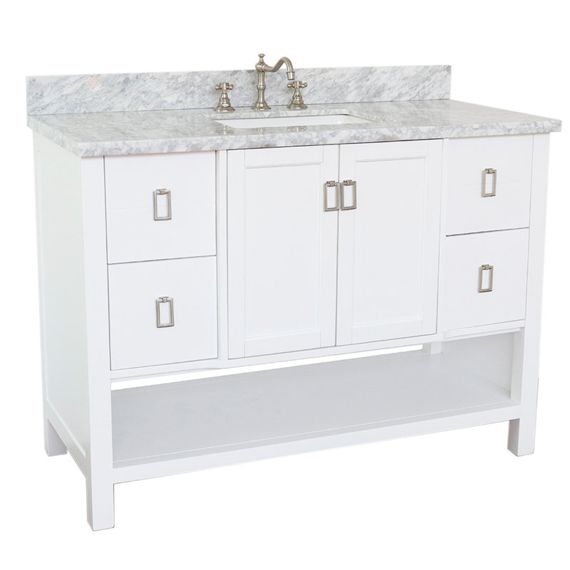 Wilhoit 49'' Single Bathroom Vanity with Top, White/White Carrara