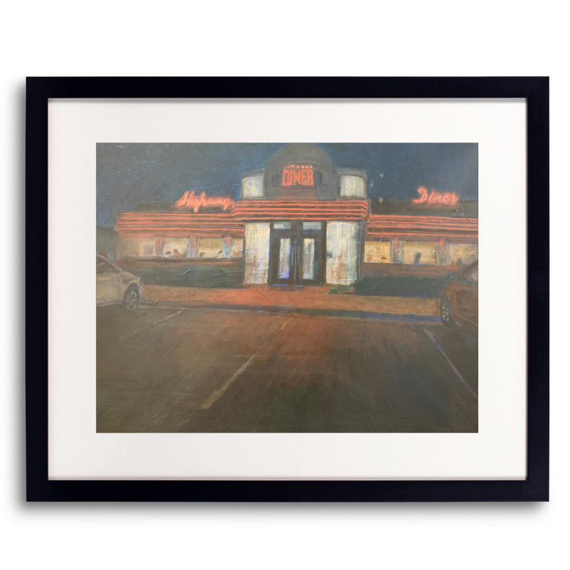 The Diner Print by Sol Hartman, 17.25" H x 21.25" W, Black Framed Paper
