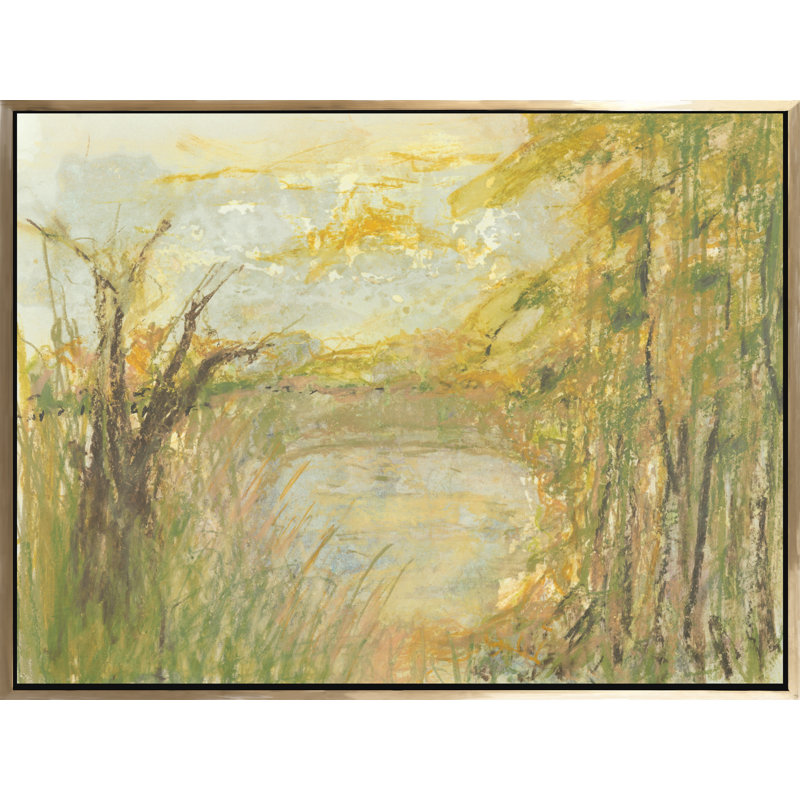 «Quiet Lake», peinture sur toile à cadre flottant