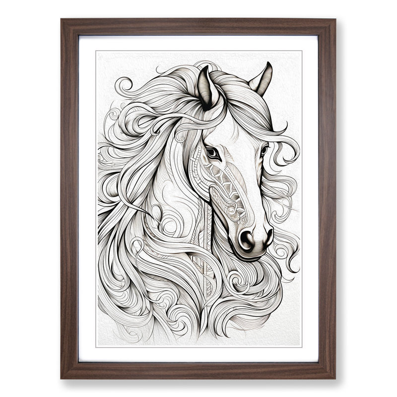 Horse Line Art - Framed Print
