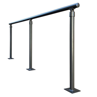 38" H x 96" W x 1.9" D Aluminum Handrail